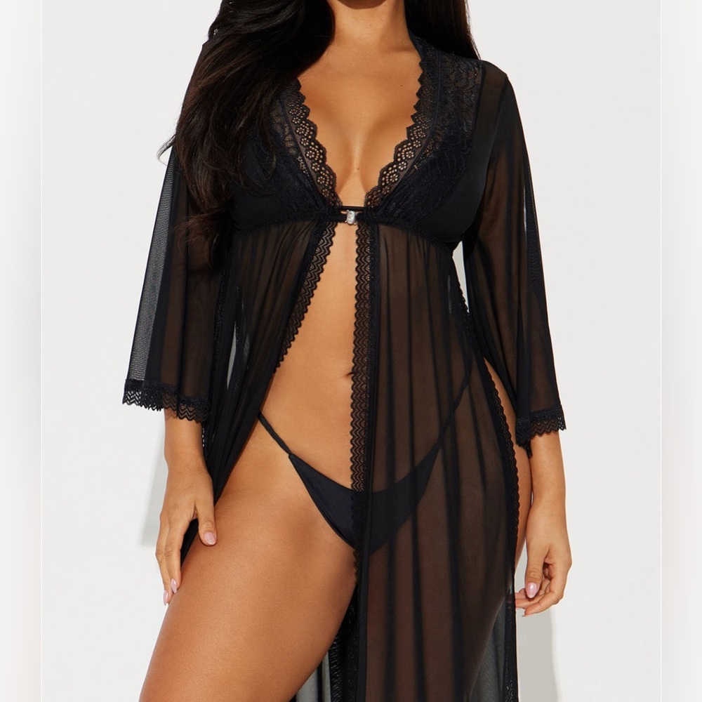 Black Lingerie Kimono